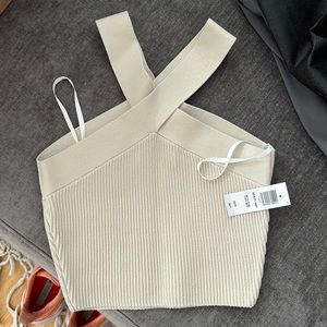 Babaton (aritzia) ribbed knit criss cross halter top